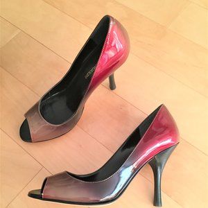 ENZO ANGIOLINI BLACK AND RED LEATHER SHOES, SZ.7